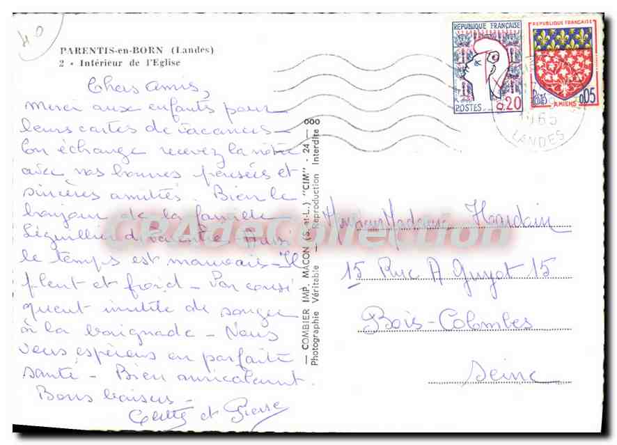 CPSM Parentis en Born Landes Interieur de l'Eglise  — Verso