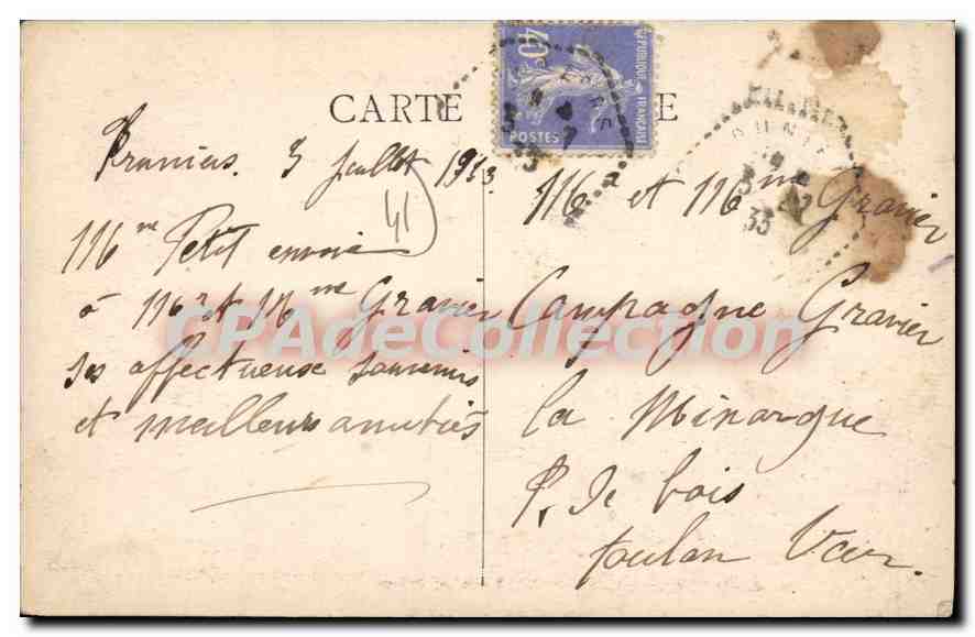 CPA Pruniers L Ch Chateau des Thivault  — Verso