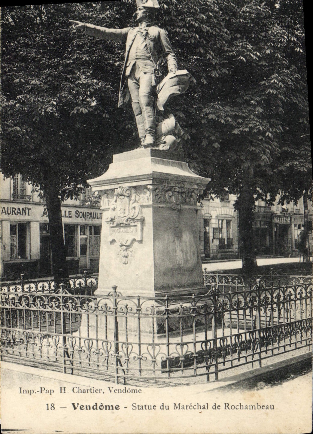 Statue du Maréchal de Rochambeau — Vendôme — Imp. Pap. H. Chartier