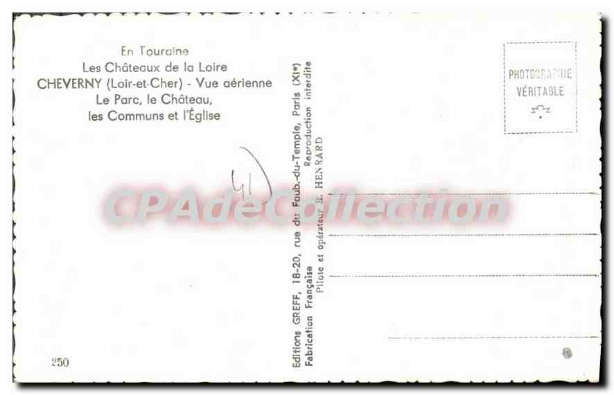 CPA En Touraine Les Chateaux de la Loire  — Verso