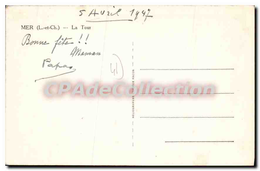 CPA Mer L et Ch La Tour  — Verso