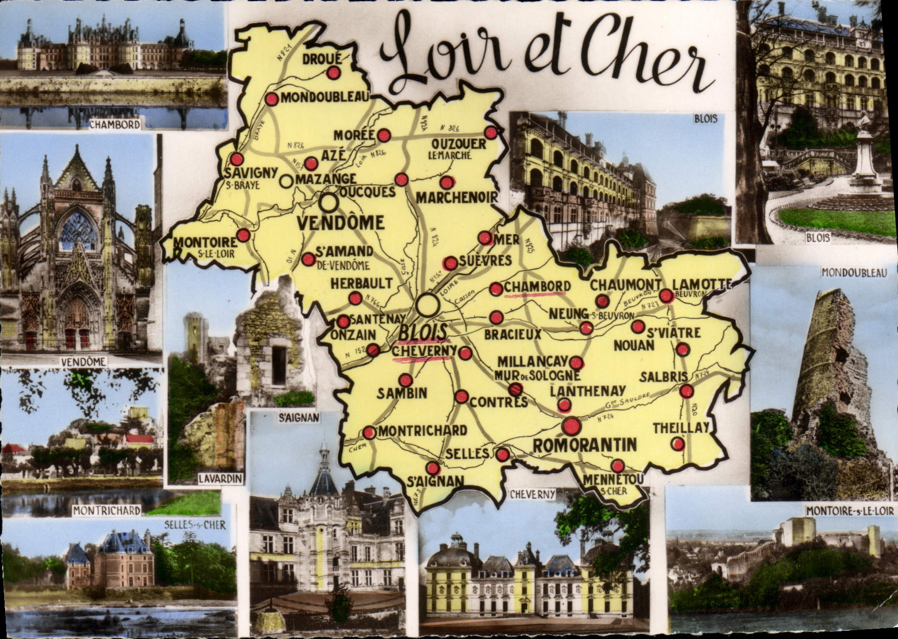 CPSM Loir et Cher Chambord Vendome Montrichard Lavardin Saignan Blois 