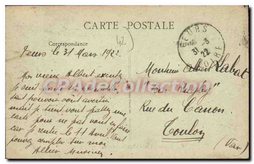 CPA Feurs Chapelle des Martyrs ou Expiatoire  — Back