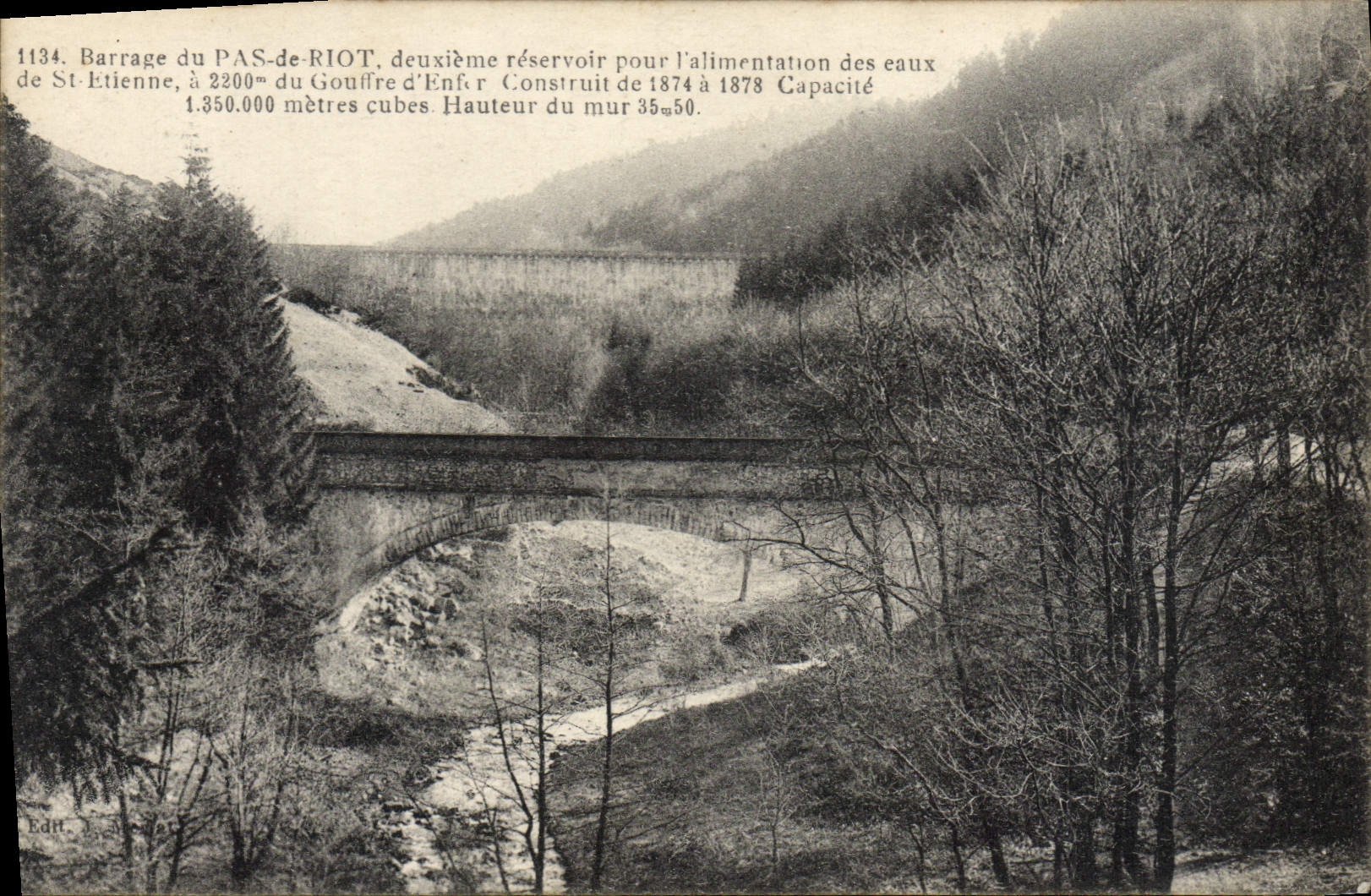 Barrage du PAS-de-RIOT — deuxième réservoir pour l'alimentation des eaux de St-Étienne — Éd. Y. Jourdan