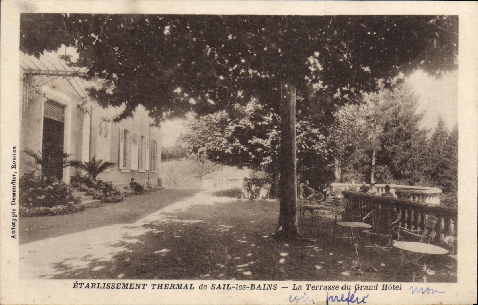 Établissement Thermal de Sail-les-Bains — La Terrasse du Grand Hôtel — Antotype Dessendier, Roanne