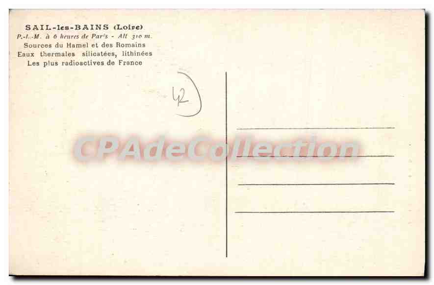 Établissement Thermal de Sail-les-Bains — Les Salons du Grand Hôtel — Aubkypio Dassaulier, Rouanne — Verso