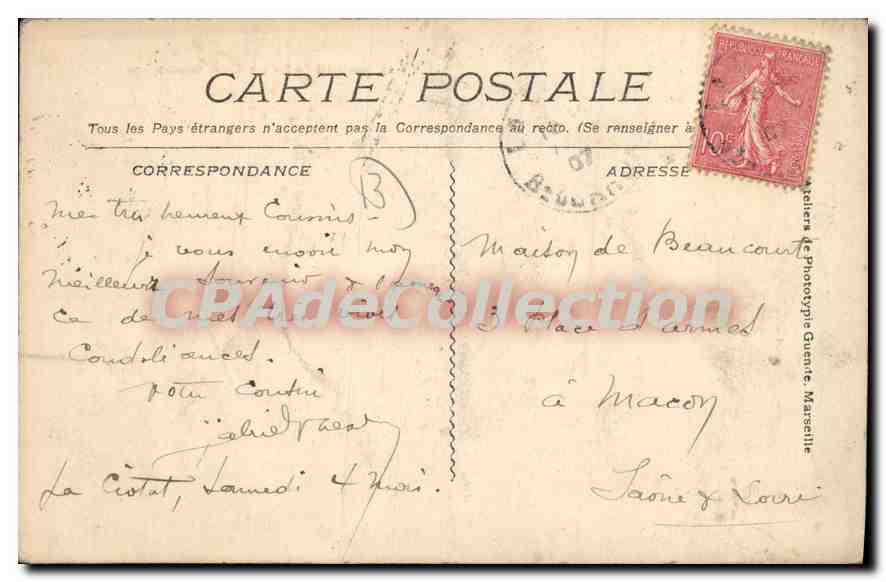 La CIOTAT - Le Quai Ganteaume — vue du port avec bateau à voile et église — éditeur : Phototypie Ganteaume, n° 2143 — Reverso