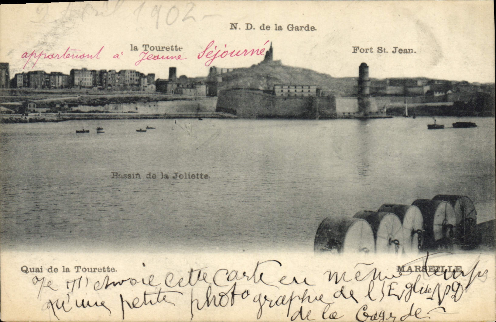 Vue de Marseille — Fort Saint-Jean et Bassin de la Joliette — N.D. de la Garde — éditeur Sejourné