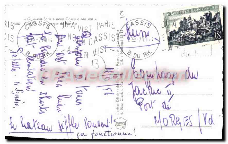 Cassis — Plage et embarcadère — Éditions du Rhône — Verso