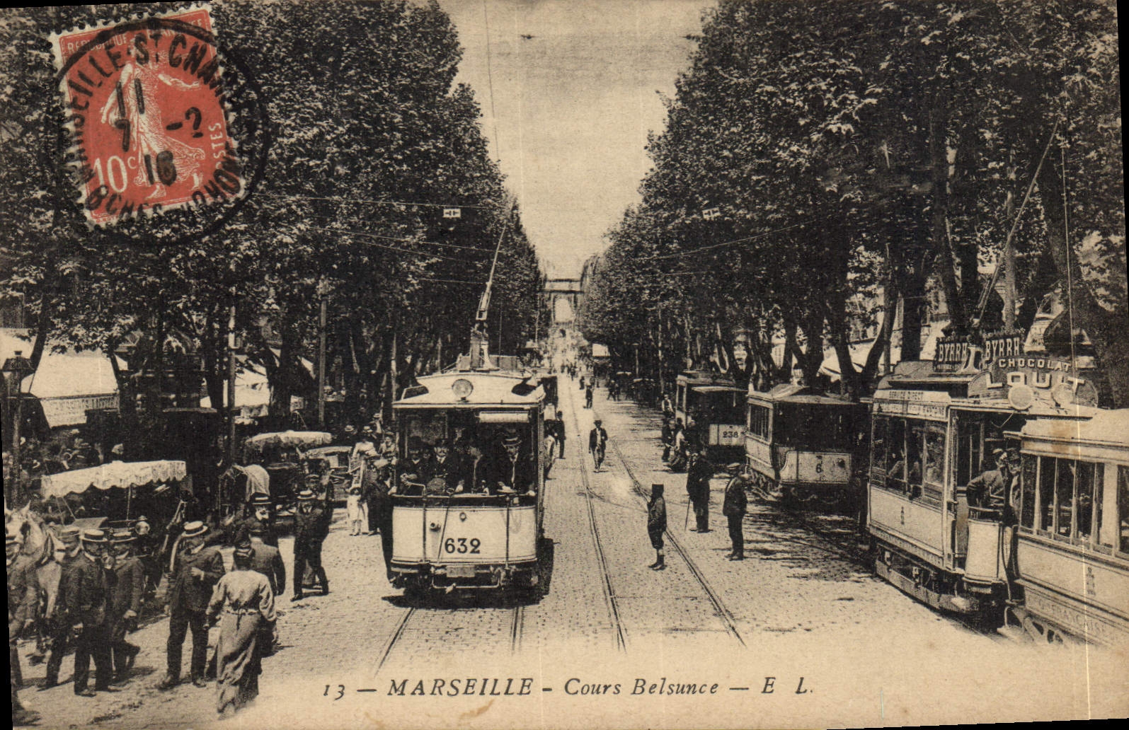 Marseille - Cours Belsunce — tramway n°632 — E L. - Anverso