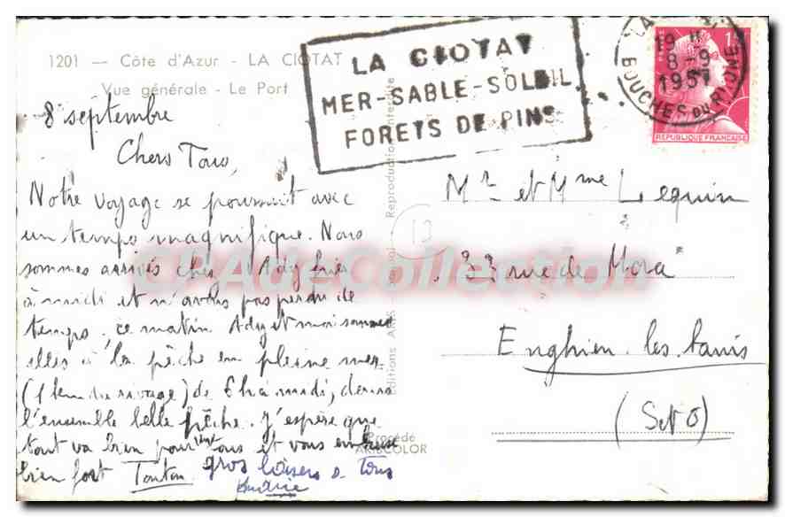 La Ciotat — Vue générale — Le Port — éditeur A. A. S. n°1201 — Reverso