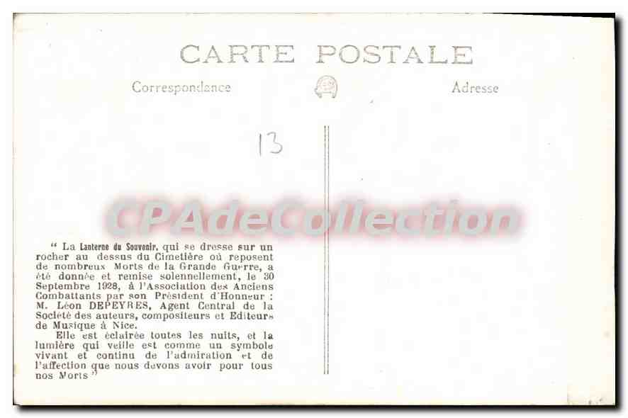 Les Pennes-Mirabeau (Bouches-du-Rhône) — La Lanterne du Souvenir — Édition Koullak — Verso