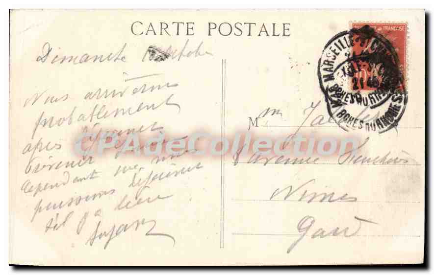 CPA Marseille Courrier Sortant de la Joliette  — Verso