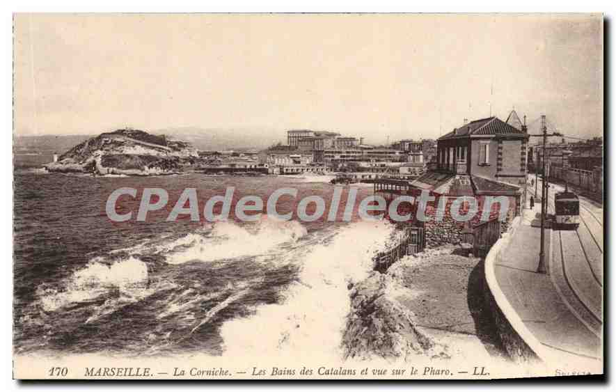 Marseille — La Corniche — Les Bains des Catalans et vue sur le Pharo — LL. — N° 470