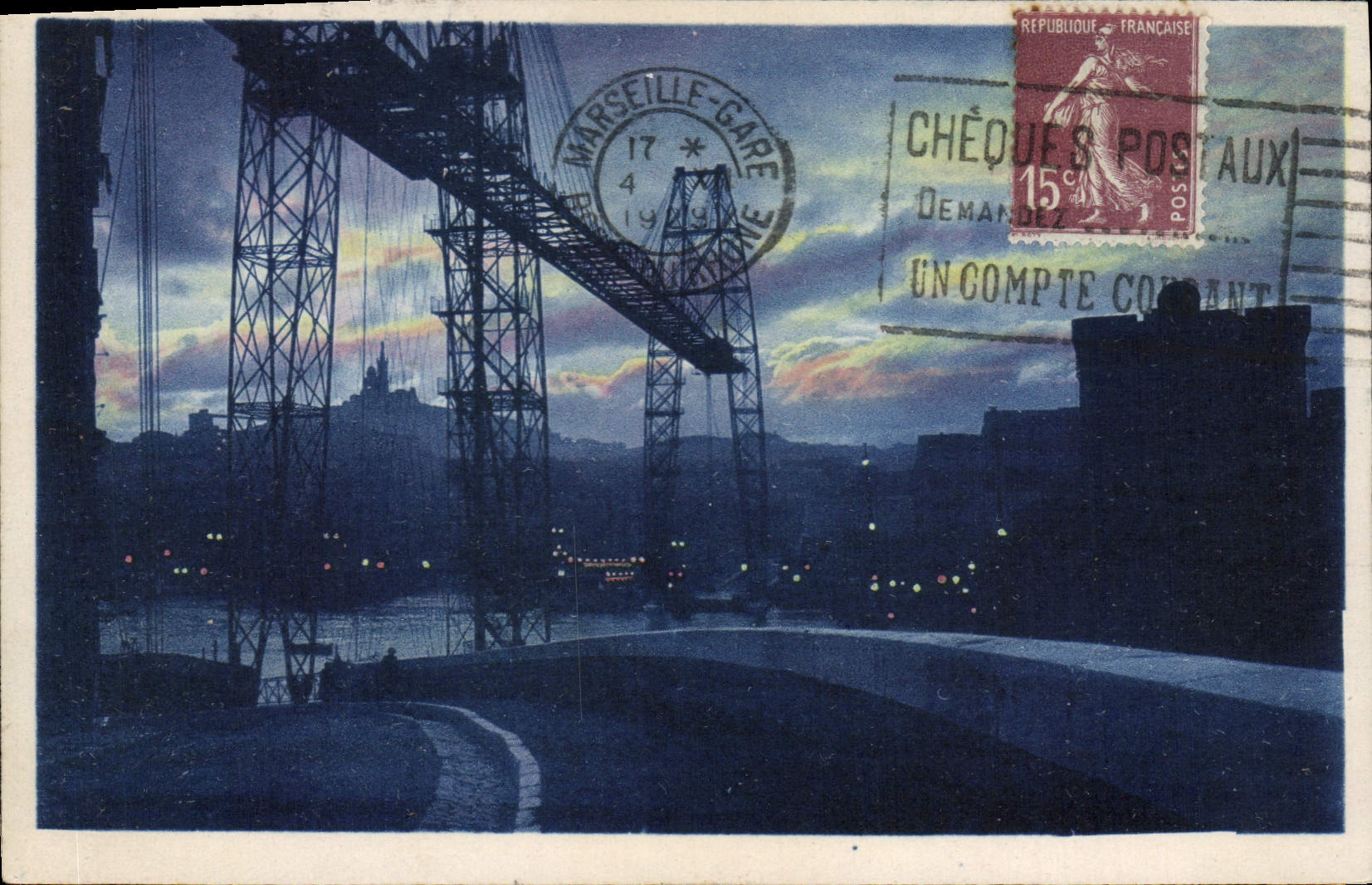 Pont du Port de Marseille — vue nocturne — éditeur inconnu, n° 1226