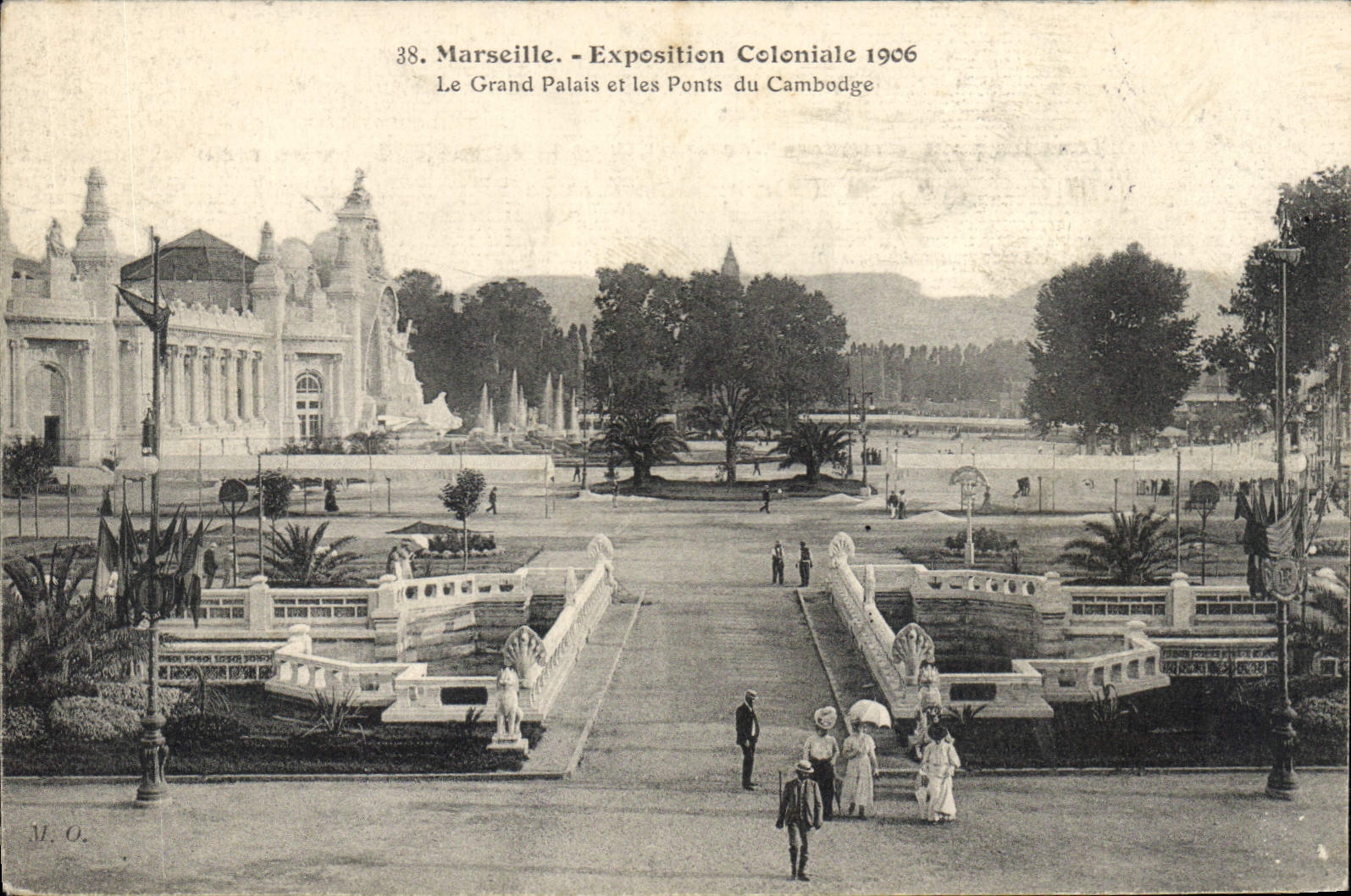Marseille - Exposition Coloniale 1906 — Le Grand Palais et les Ponts du Cambodge — M.O. édit.