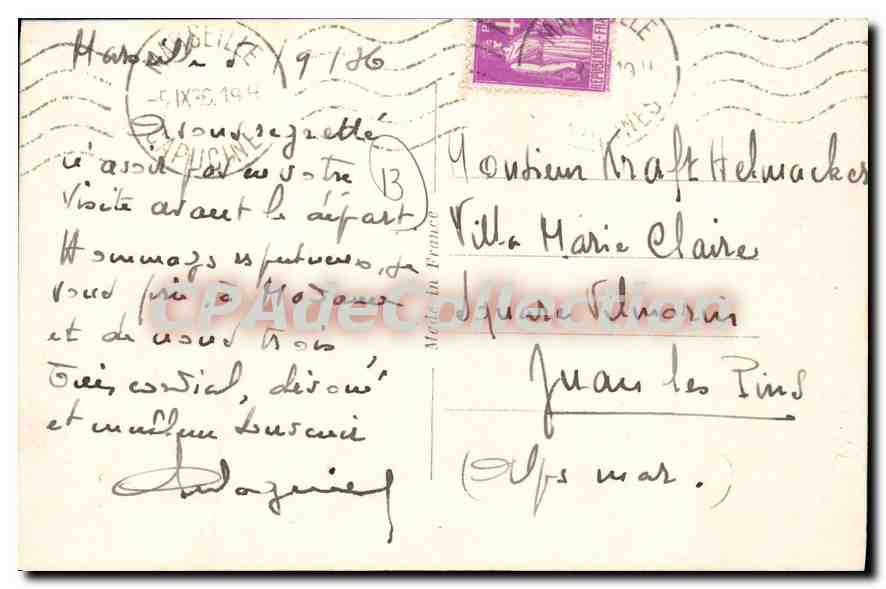 CPA Marseille Calle des Barques et l'Hotel de Ville Town Hall and Ship Hold  — Verso