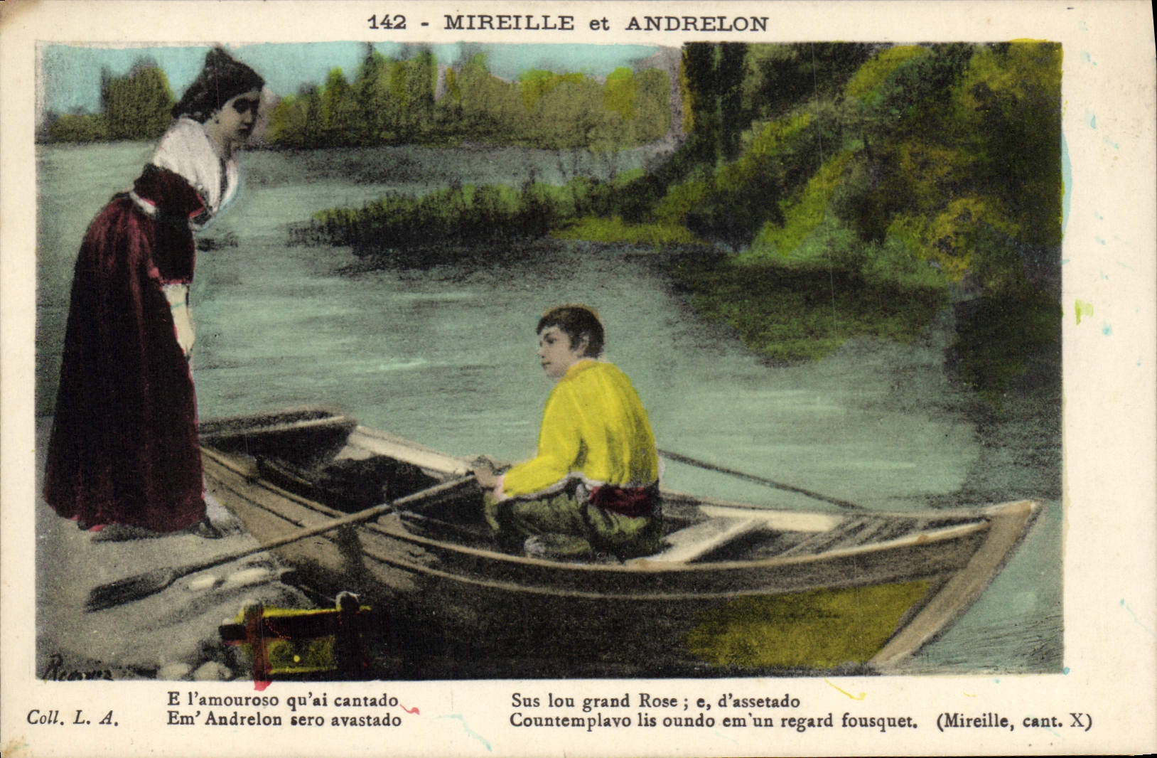 Mireille et Andrelon — scène de rivière — Coll. L. A. n° 142
