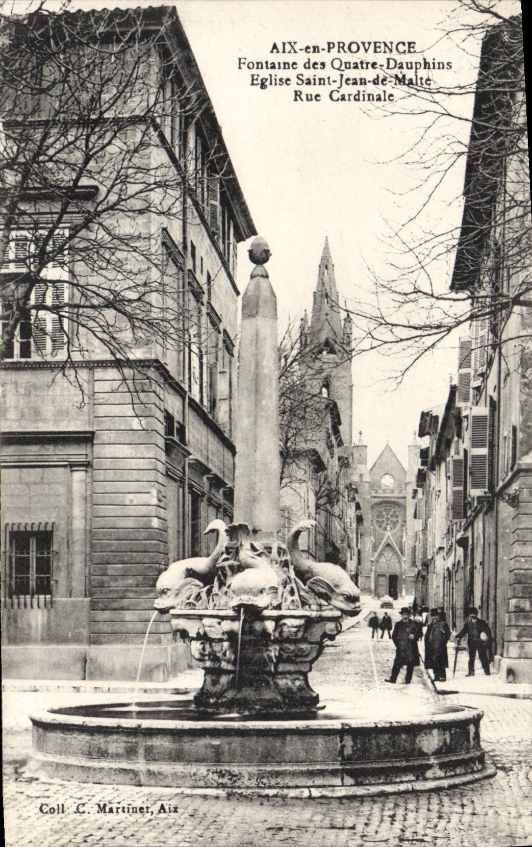 Aix-en-Provence — Fontaine des Quatre-Dauphins, Église Saint-Jean-de-Malte, Rue Cardinale — Coll. C. Martinet, Aix
