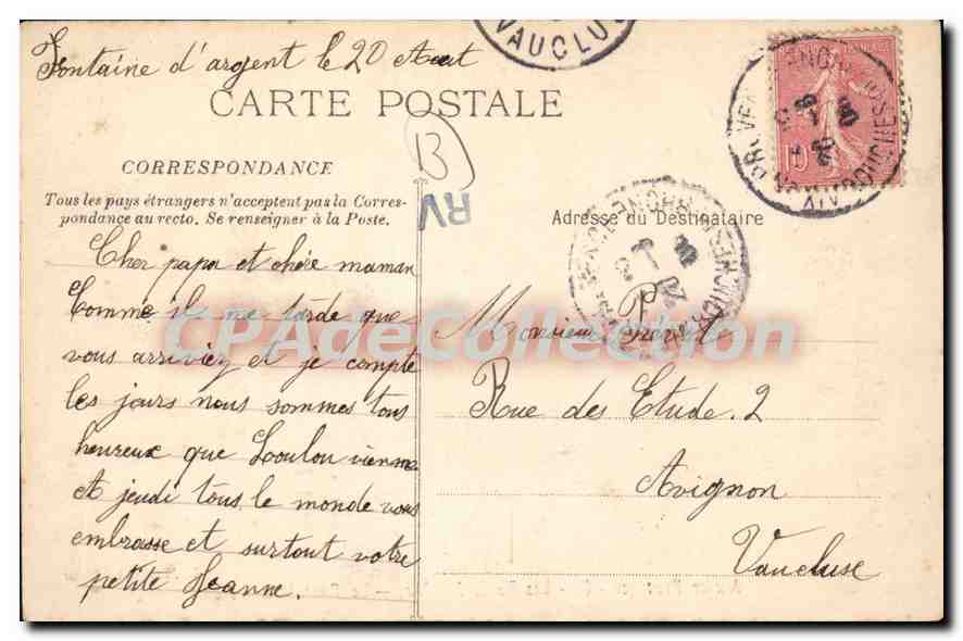 Aix-en-Provence - 89 - Les Bords de L'Arc — Le Pont de la Cible — E. Jaussaud Editeur — Rückseite
