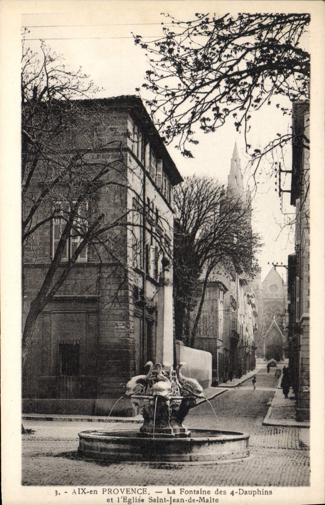 AIX-en-PROVENCE — La Fontaine des 4-Dauphins et l'Église Saint-Jean-de-Malte — Édition Goulard