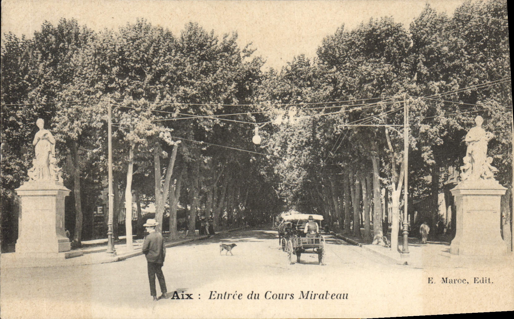 Aix : Entrée du Cours Mirabeau — E. Maroc, Edit.