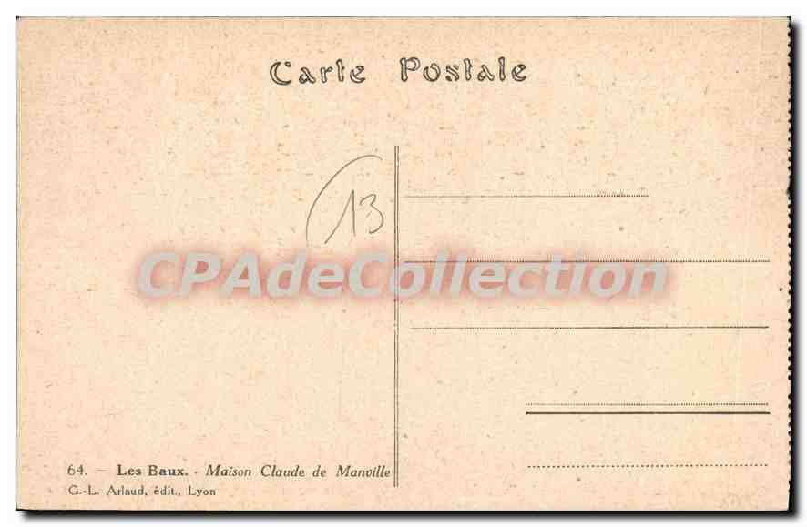 Les Baux - Maison Claude de Manoille — G.-L. Arlaud, edit. Lyon, n°64 — Reverso