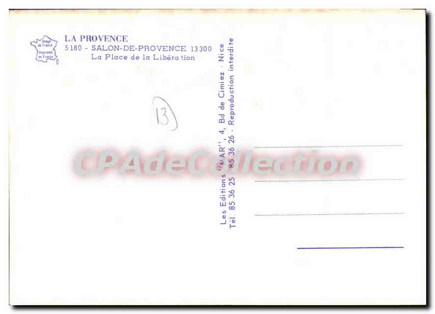 Place de la Libération — Salon-de-Provence — Les Éditions 'M'AR' — Rückseite