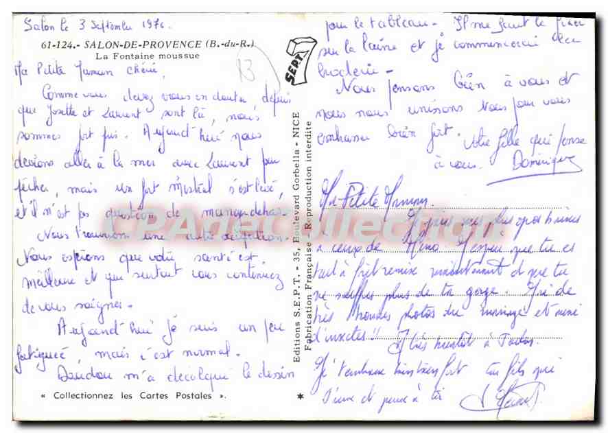 Salon-de-Provence — La Fontaine moussue — Éditions S.E.P.T. — Rückseite