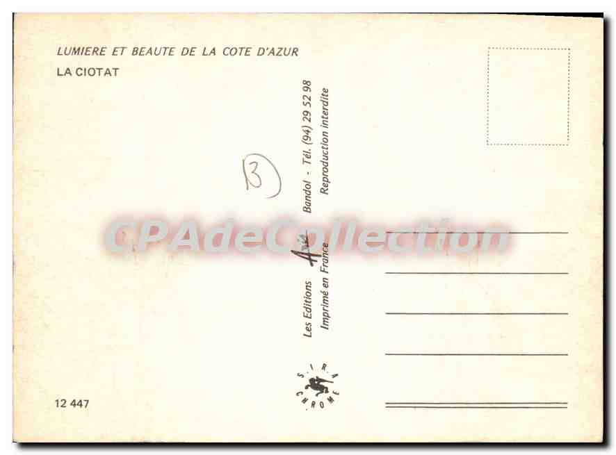 Plage de Bandol — Snack-Bar et baigneurs — Les Editions SIRA CHROME, n°12 447 — Reverso