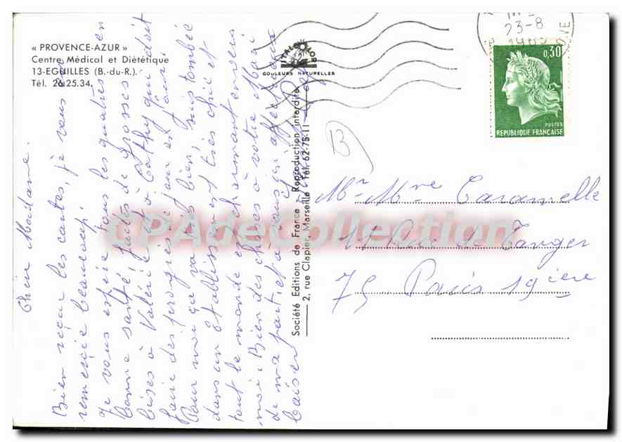Centre Médical et Diététique Provence-Azur — 13-Eguilles (B.-du-R.) — Éditions de France — Rückseite