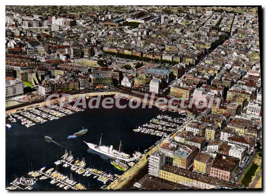 Marseille (Bouches-du-Rhône) — Vue aérienne sur le Vieux Port, le quai des Belges, la Canebière — Éditions Aériennes 'ACM' Combier