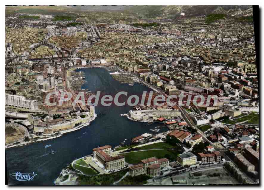 Marseille (B.-du-Rh.) — Vue aérienne panoramique sur le Vieux Port et la Ville — Éditions MACON