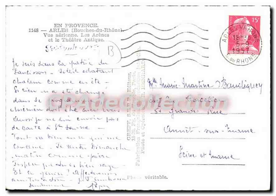 Arles (Bouches-du-Rhône) — Vue aérienne du Théâtre Antique — Greff — Verso