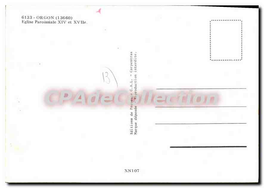 Orgon — Église paroissiale XIVe et XVIe — Éditions de Prugna C.A.L. — Rückseite