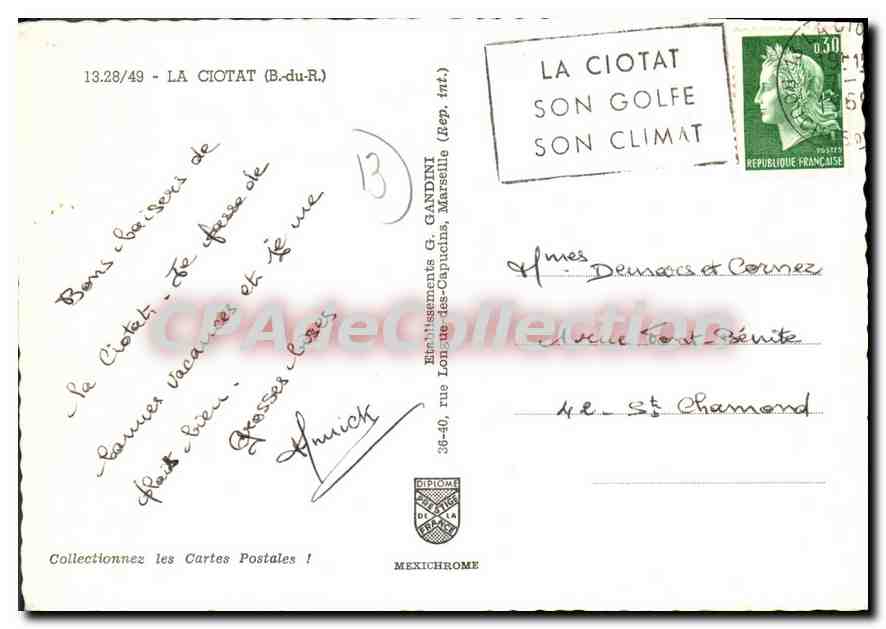 CPSM La Ciotat B du R  — Rückseite