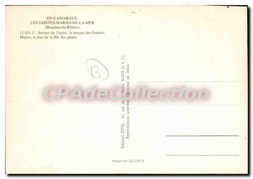 CPSM En Camargue Les Saintes Maries de la Mer Bouches du Rhone  — Verso