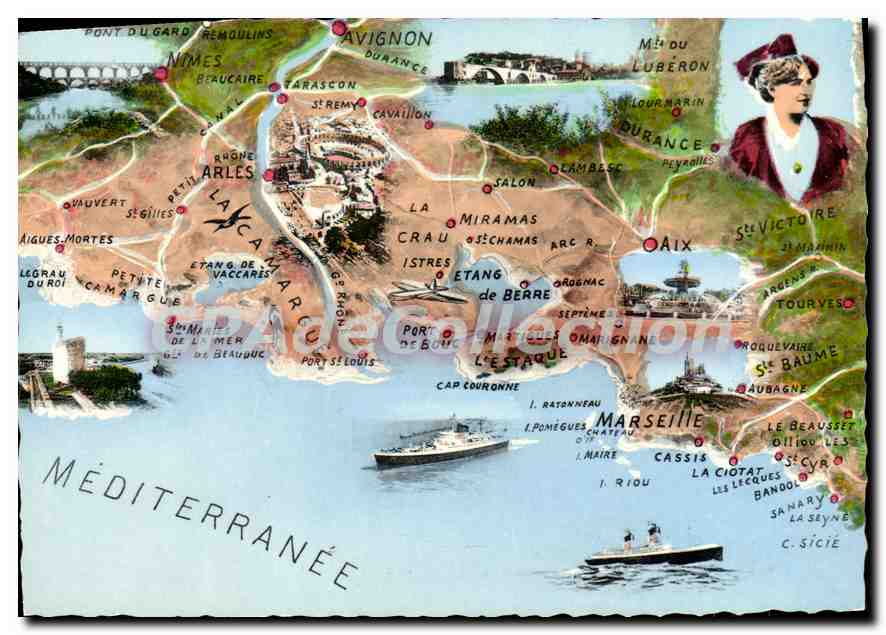 Carte postale panoramique de la Méditerranée — Éditeur : Cie des Arts Photomécaniques, Paris