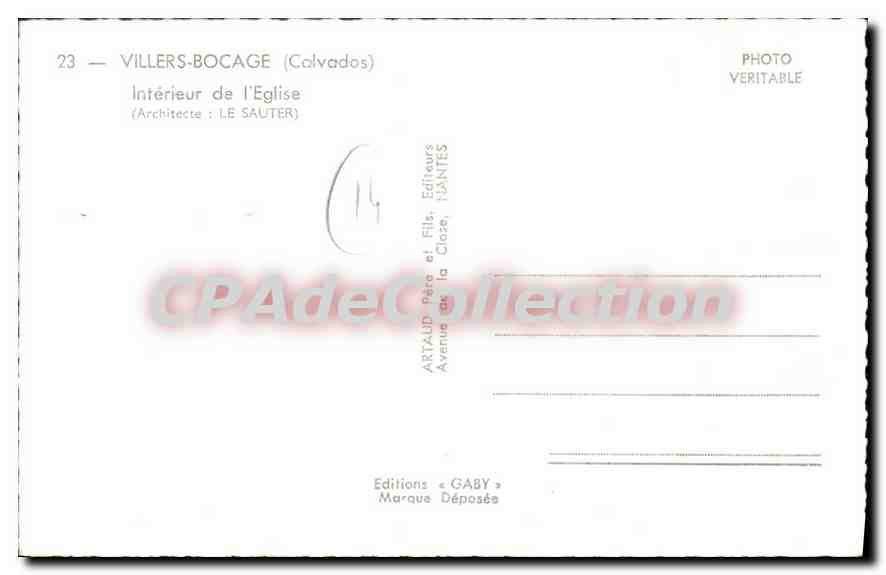 Innenansicht der Kirche von Villers-Bocage — Calvados — Verlag Gaby — Rückseite