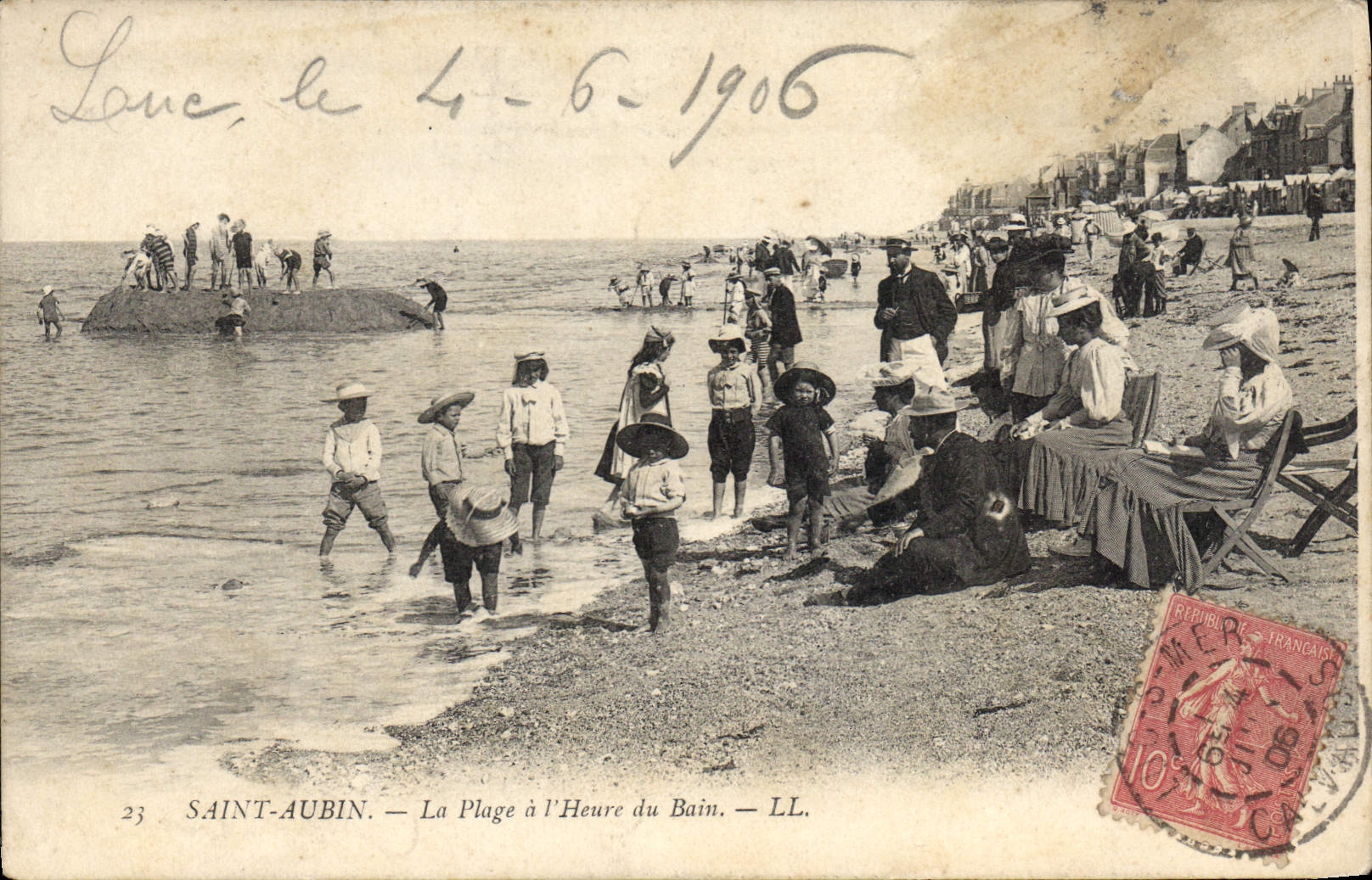 Saint-Aubin — La Plage à l'Heure du Bain — LL. n°23