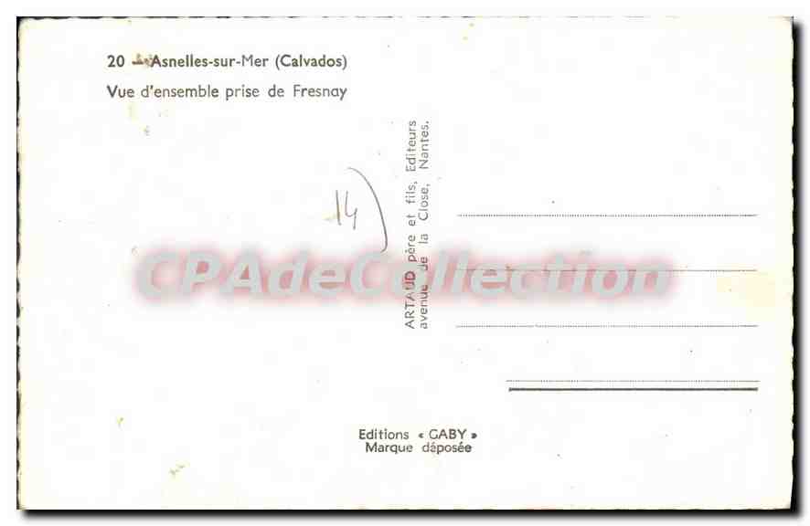 Asnelles-sur-Mer (Calvados) — Panoramablick von Fresnay — Editions GABY — Rückseite