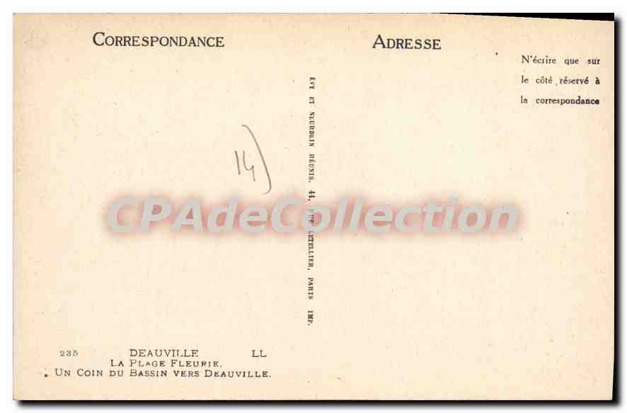 CPA Deauville La Plage Fleurie Un coin du Bassins vers Deauville  — Rückseite