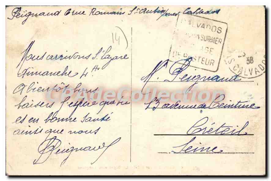 St-AUBIN-sur-MER — La Digue vers Langrune — CPA n°40 — Verso