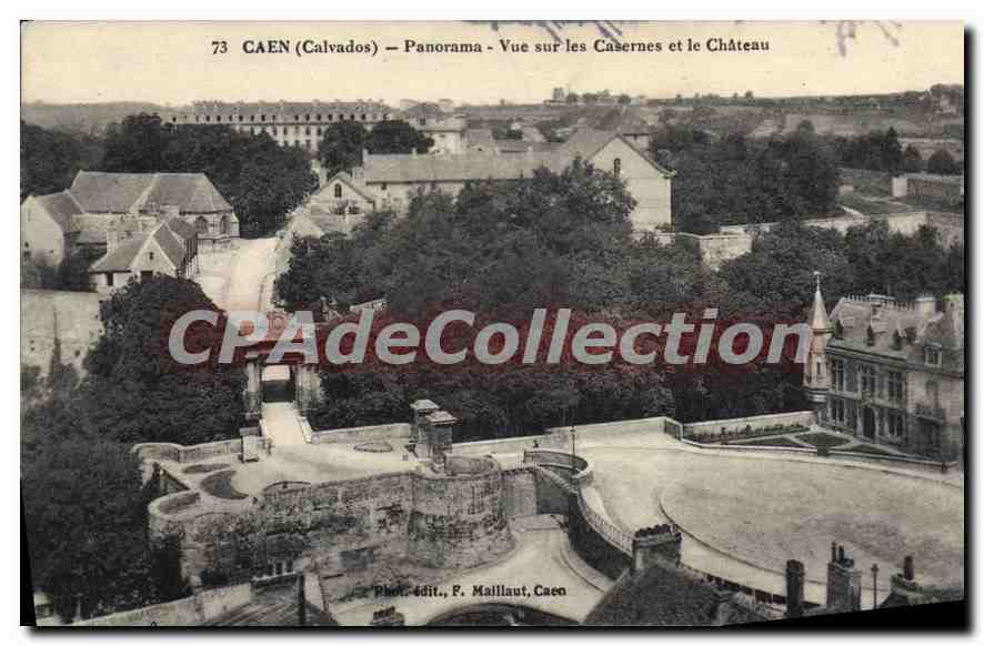 Caen (Calvados) — Panorama — Blick auf die Kasernen und den Schloss — Foto. Verlag P. Maillaut, Caen