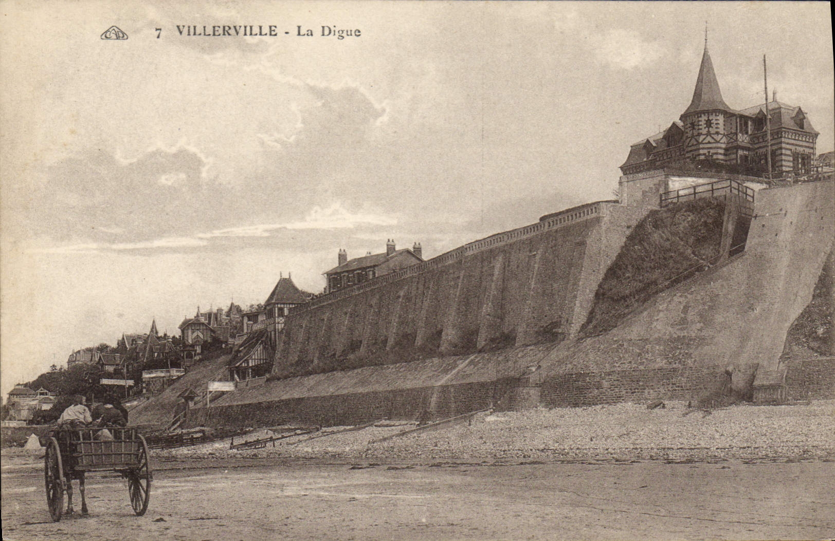 Villerville - Die Digue — Ansicht der Digue und des Schlosses an der Küste — Verlag CPADeCollection