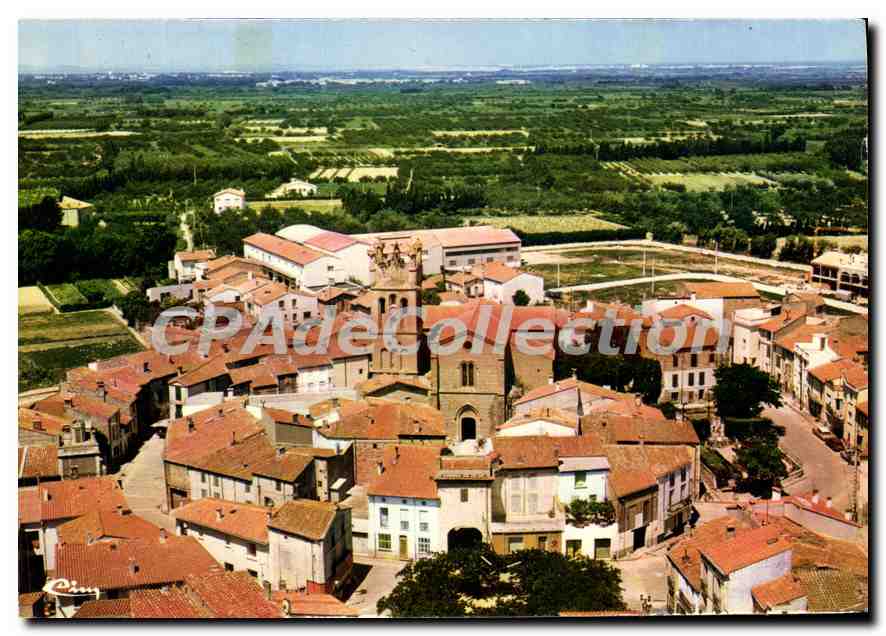 CPSM Villelongue de la Salanque Pyr Or Vue aerienne du centre du village 