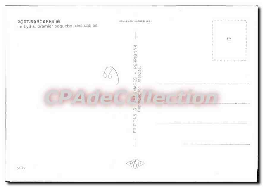 CPSM Port Barcares Le lydia Premier paquebol des sabies  — Rückseite