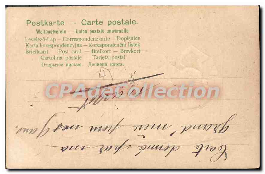 Femme en costume alsacien — tricotant près d'une métairie — éditeur AE 122 — Reverso