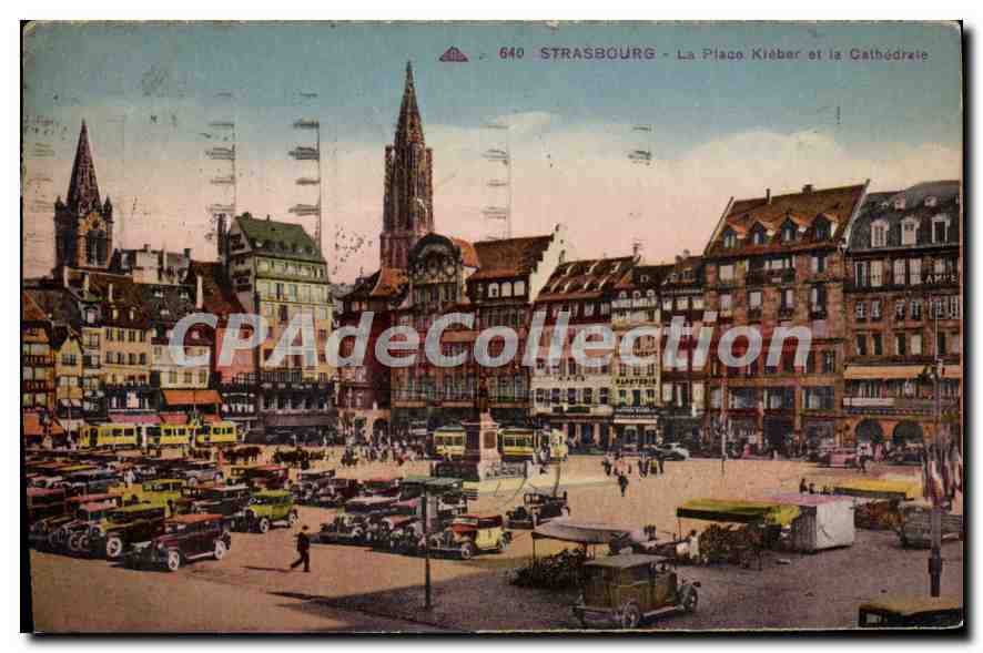CPA Strasbourg La Place Kieber et la Cathedeale 