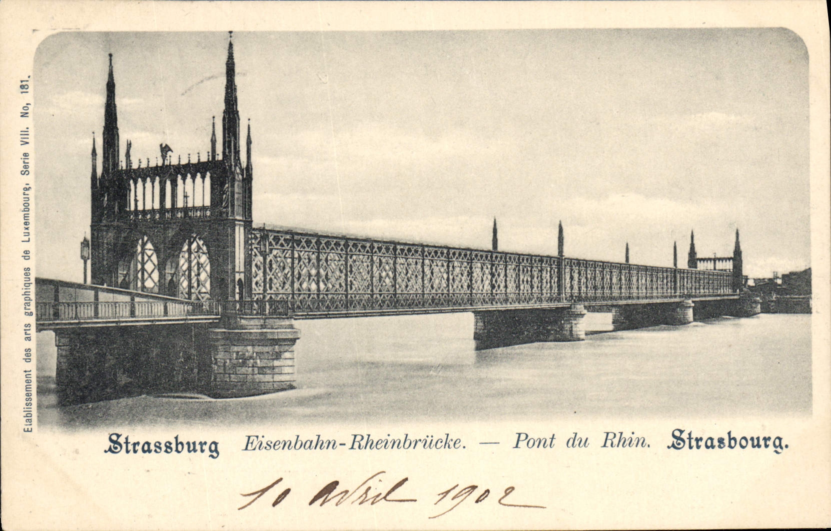 CPA Strassbourg Eisenbahn Rheinbrucke Pont du Rhin 